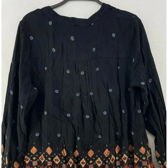 Vintage Coldwater Creek Blouse Women's Sz XS Black Southwestern Print Button Up - Picture 9 of 11
